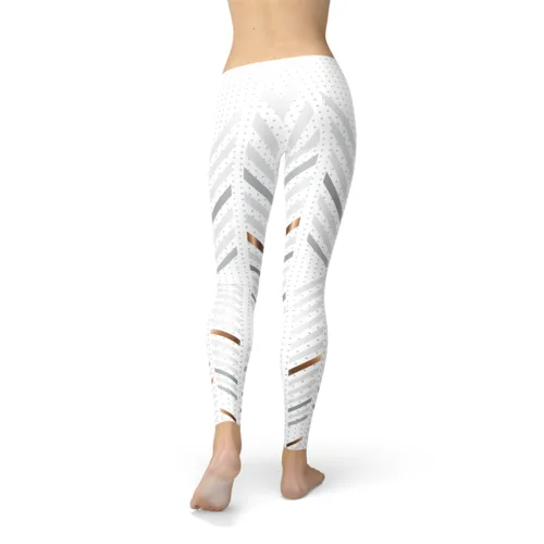 Womens White Stripes Leggings - Image 5