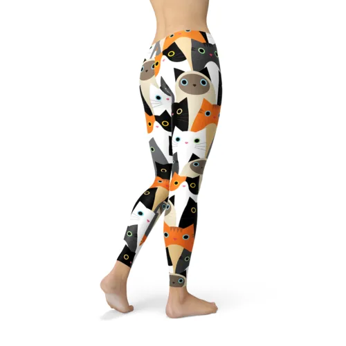 Womens All Over Print Cats Leggings - Image 3