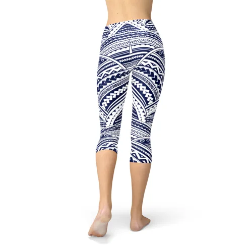 Polynesian Maori Tattoo Capri Leggings - Image 4