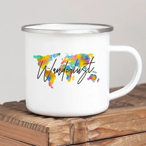 Wanderlust Enamel Mug Camping Mug Happy Hiker - Image 2