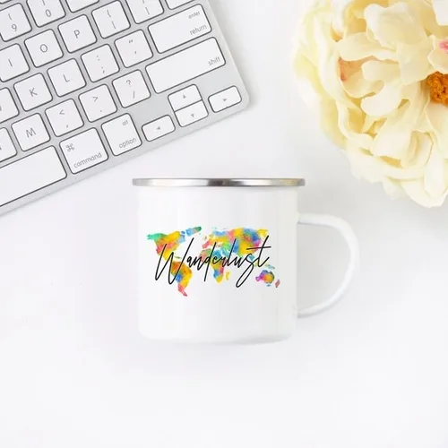 Wanderlust Enamel Mug Camping Mug Happy Hiker - Image 4