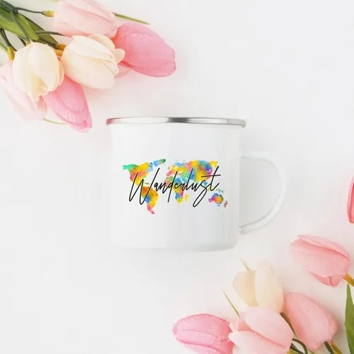 Wanderlust Enamel Mug Camping Mug Happy Hiker - Image 5