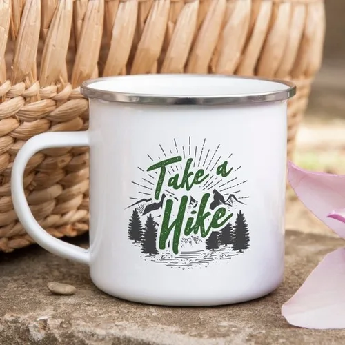 Hiking Gift for Hiker Enamel Mug Wanderlust - Image 3